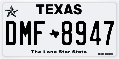 TX license plate DMF8947