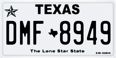 TX license plate DMF8949