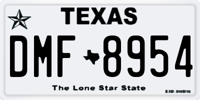 TX license plate DMF8954