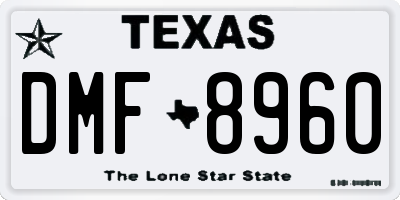 TX license plate DMF8960