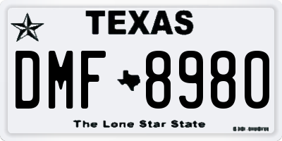 TX license plate DMF8980