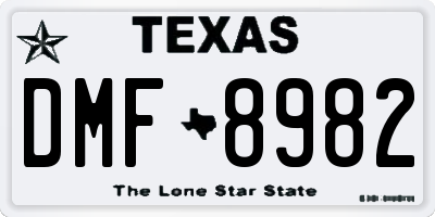 TX license plate DMF8982
