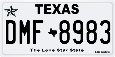 TX license plate DMF8983