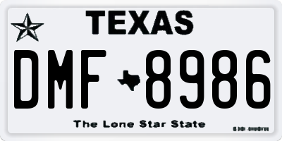 TX license plate DMF8986