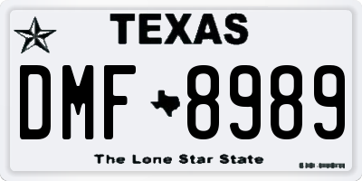 TX license plate DMF8989