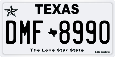 TX license plate DMF8990