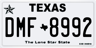 TX license plate DMF8992
