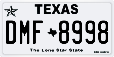 TX license plate DMF8998
