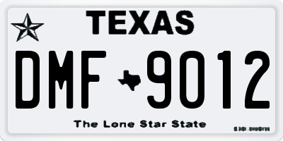 TX license plate DMF9012