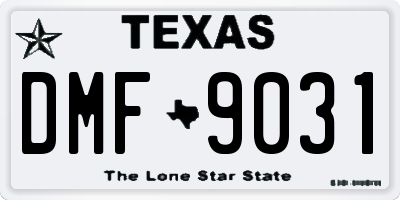 TX license plate DMF9031
