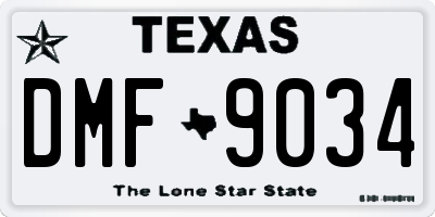 TX license plate DMF9034