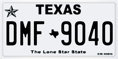 TX license plate DMF9040