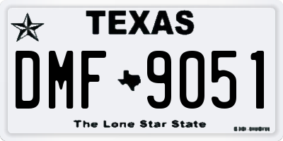TX license plate DMF9051