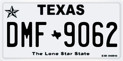 TX license plate DMF9062