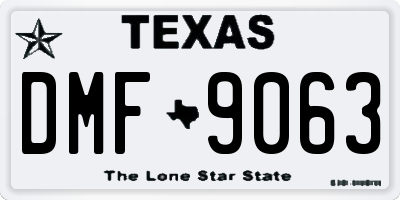 TX license plate DMF9063