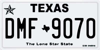 TX license plate DMF9070