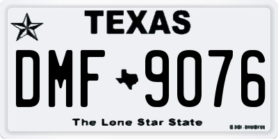 TX license plate DMF9076