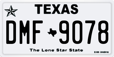 TX license plate DMF9078