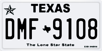 TX license plate DMF9108