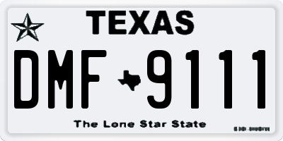 TX license plate DMF9111