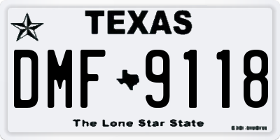 TX license plate DMF9118