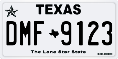 TX license plate DMF9123