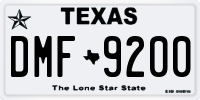TX license plate DMF9200