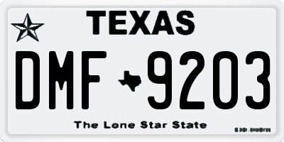 TX license plate DMF9203