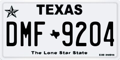 TX license plate DMF9204