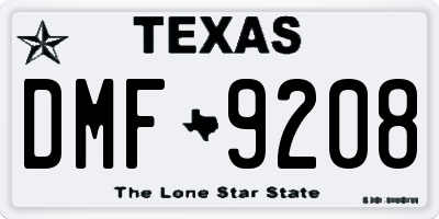 TX license plate DMF9208