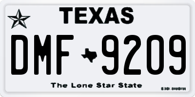 TX license plate DMF9209