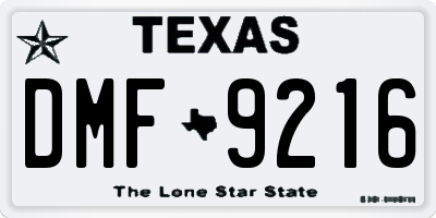 TX license plate DMF9216