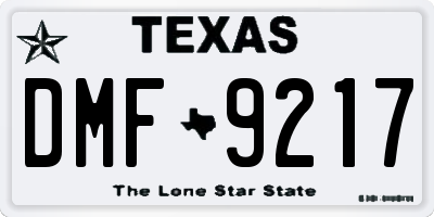 TX license plate DMF9217