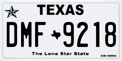 TX license plate DMF9218