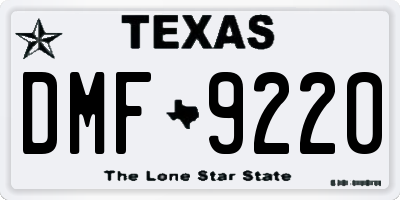 TX license plate DMF9220