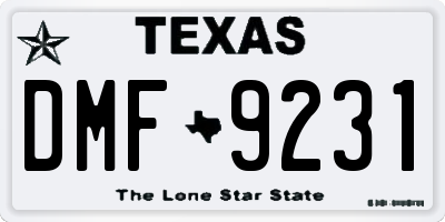 TX license plate DMF9231