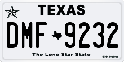 TX license plate DMF9232