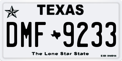 TX license plate DMF9233
