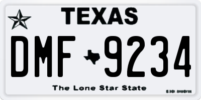 TX license plate DMF9234
