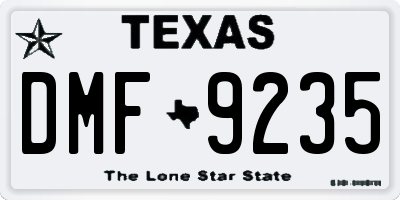 TX license plate DMF9235