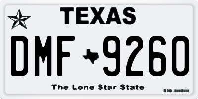TX license plate DMF9260