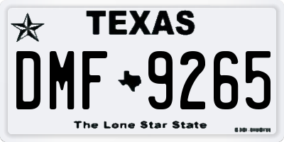 TX license plate DMF9265