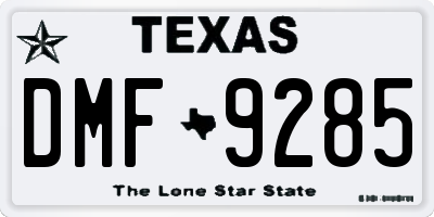 TX license plate DMF9285