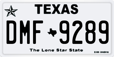 TX license plate DMF9289