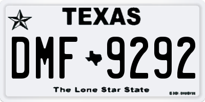 TX license plate DMF9292