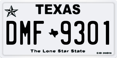 TX license plate DMF9301