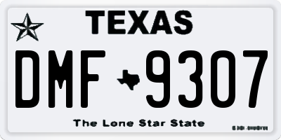 TX license plate DMF9307