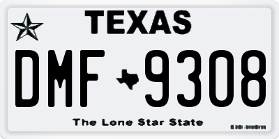 TX license plate DMF9308