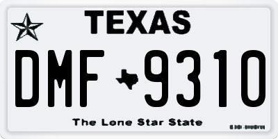 TX license plate DMF9310