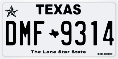 TX license plate DMF9314